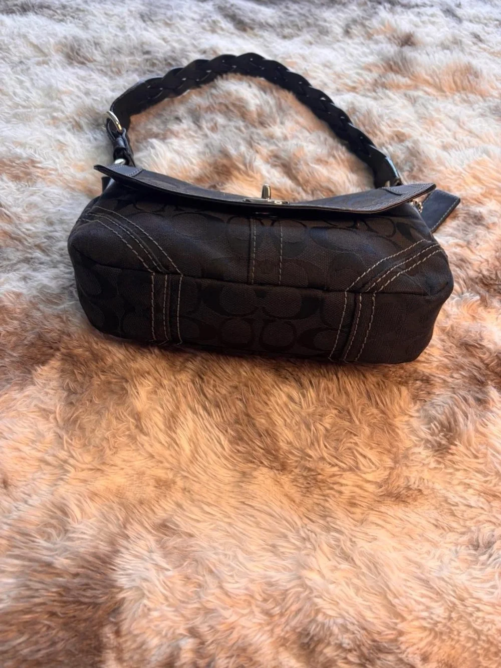 Y2K Coach Chelsea Signature Flap Braided Shoulder Bag